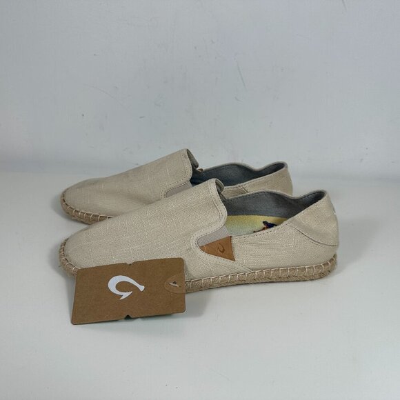 NWT OLUKAI Women's Kaula Pa'a Kapa Linen Espadrilles - 9.5 - Tapa - Picture 1 of 11
